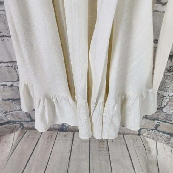 Ever New Puff Sleeve Ruffle Mini Dress Smocked Neckline Porcelain Ivory Size 6 - Picture 10 of 15